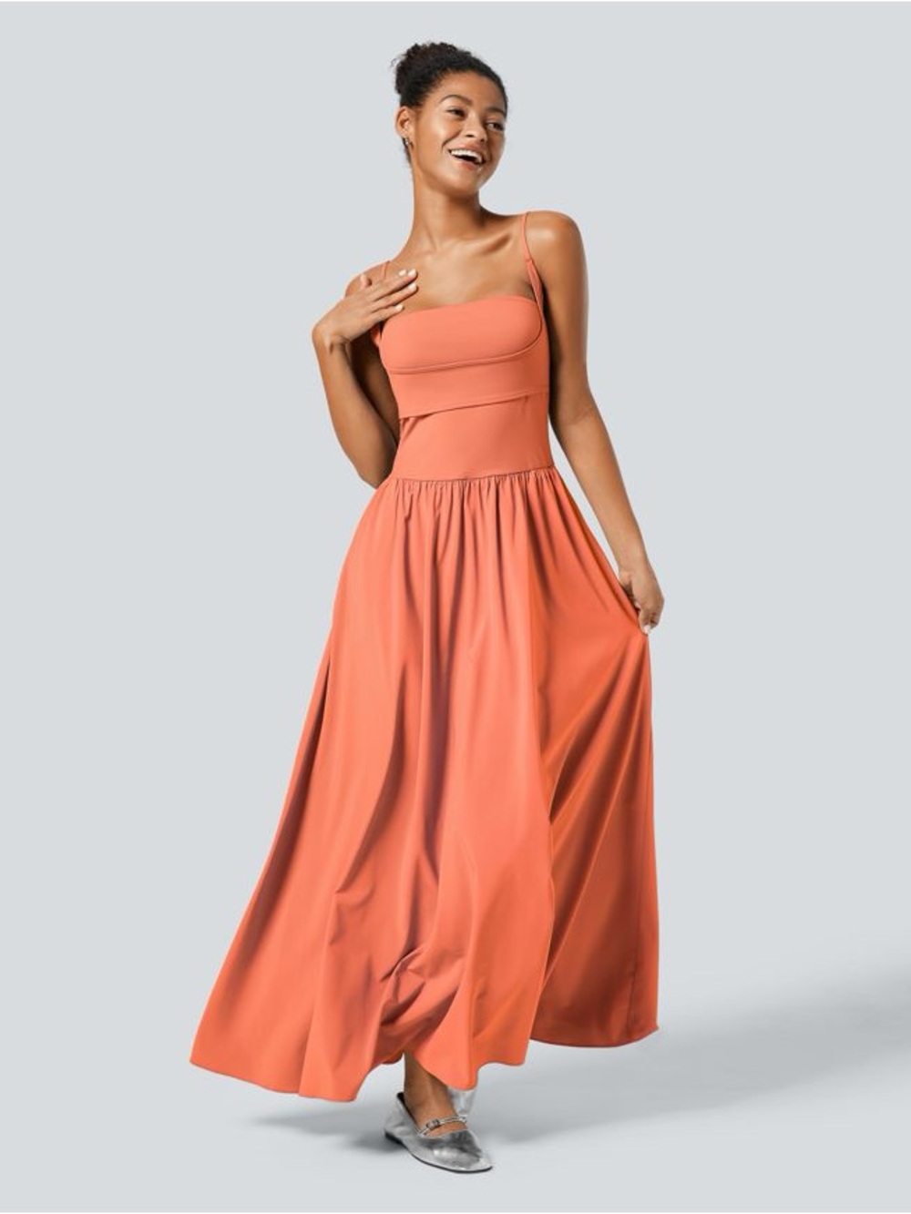 NWT Halara Breezeful Pocket Flowy Flare Maxi Quick Dry Casual Slip Dress Medium